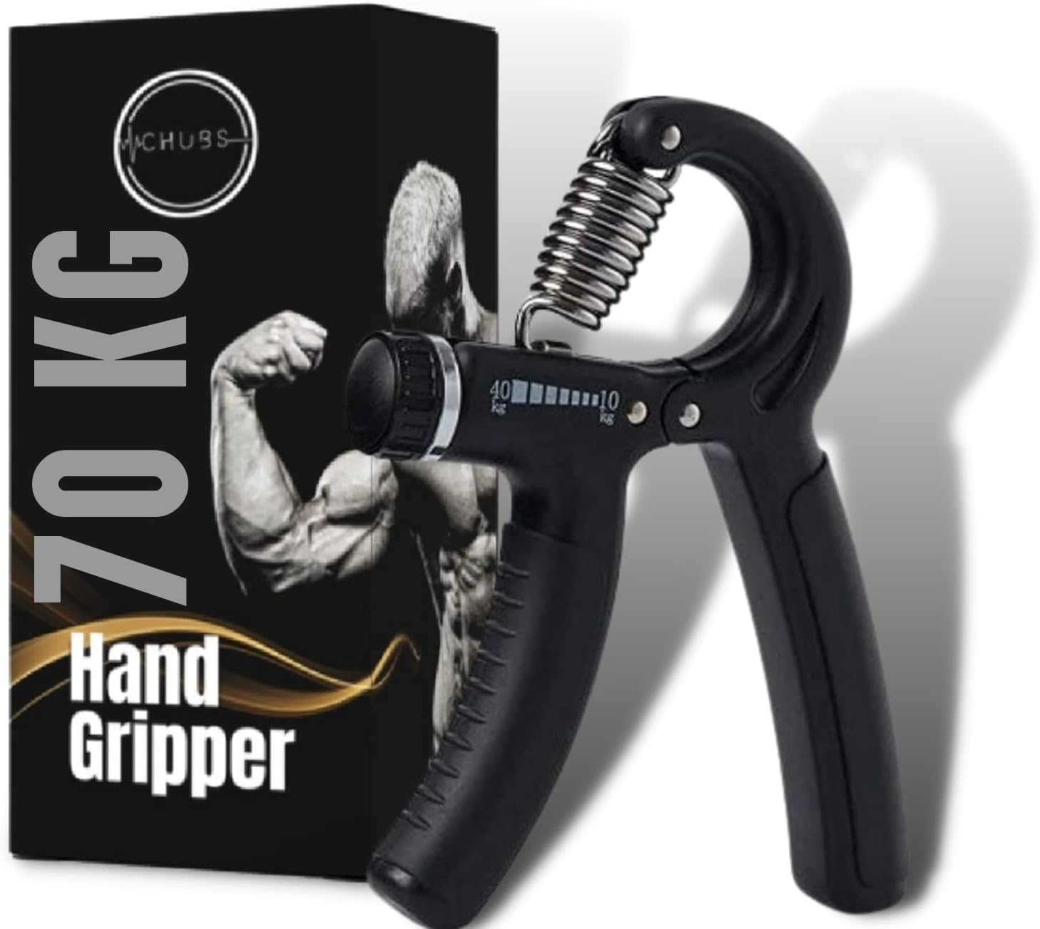 Chubs Fitness Series 5-70kg Hand Gripper for Men & Women for Gym Workout Hand Exercise Equipment to Use in Home for Forearm Exercise Finger Exercise Power Gripper (ASH BLACK)...