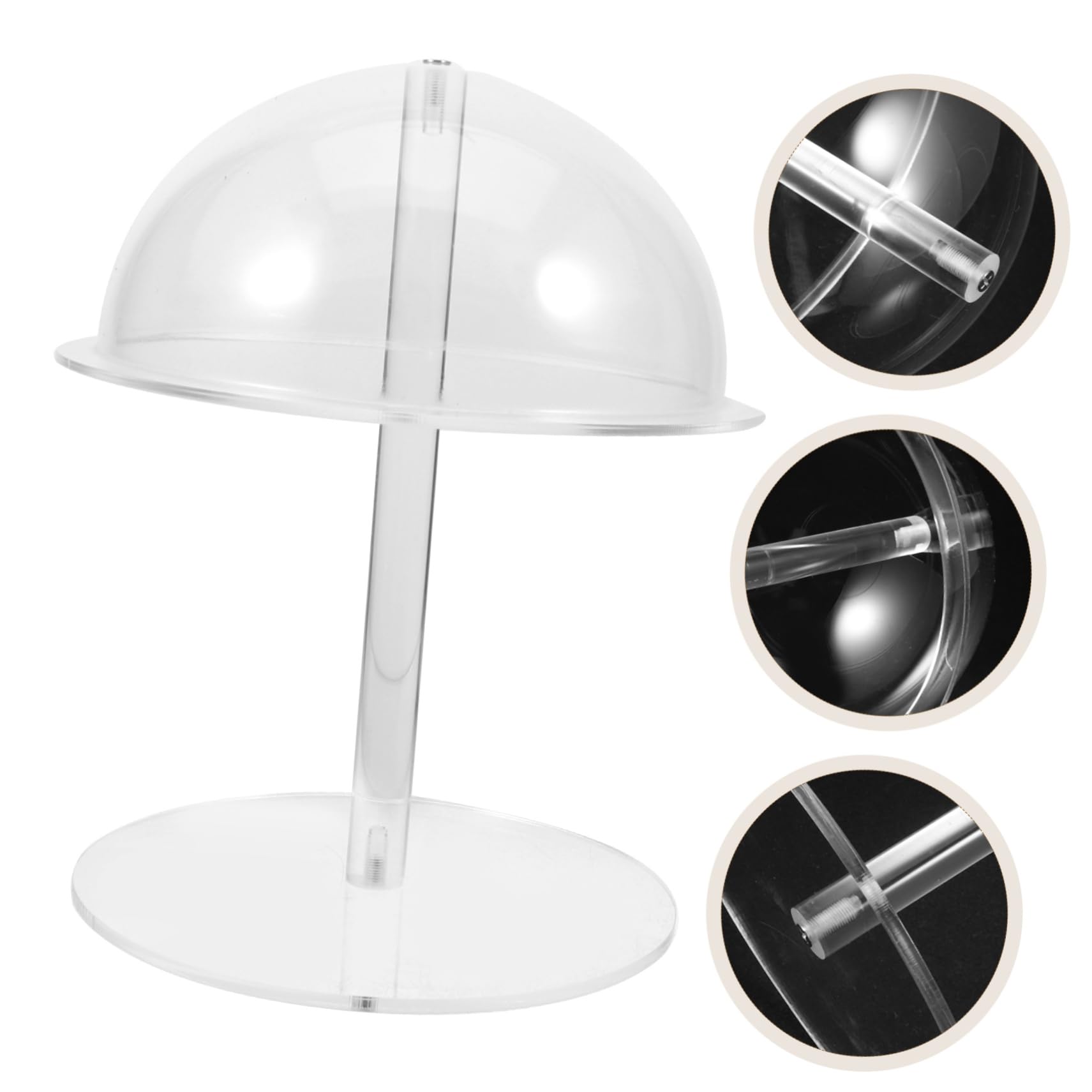 Espositore Sicuro per Cappelli in Acrilico Trasparente da Scrivania con Altezza Regolabile, Supporto per Cappelli e Design Semplice per Organizzazione Domestica
