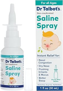 Dr. Talbot's Baby Saline Spray for Nasal Congestion, Dry Nose, and Mucus Flushing Relief - 1 fl oz - Gentle Pump Mist for All Ages