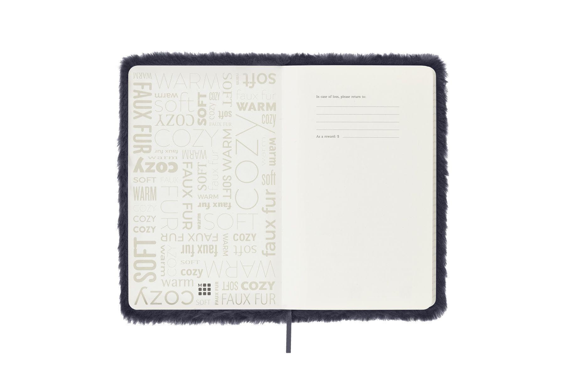 Moleskine - Notizbuch mit Kunstfell, Hardcover und Elastikverschluss, Großformat, Farbe Dunkelblau