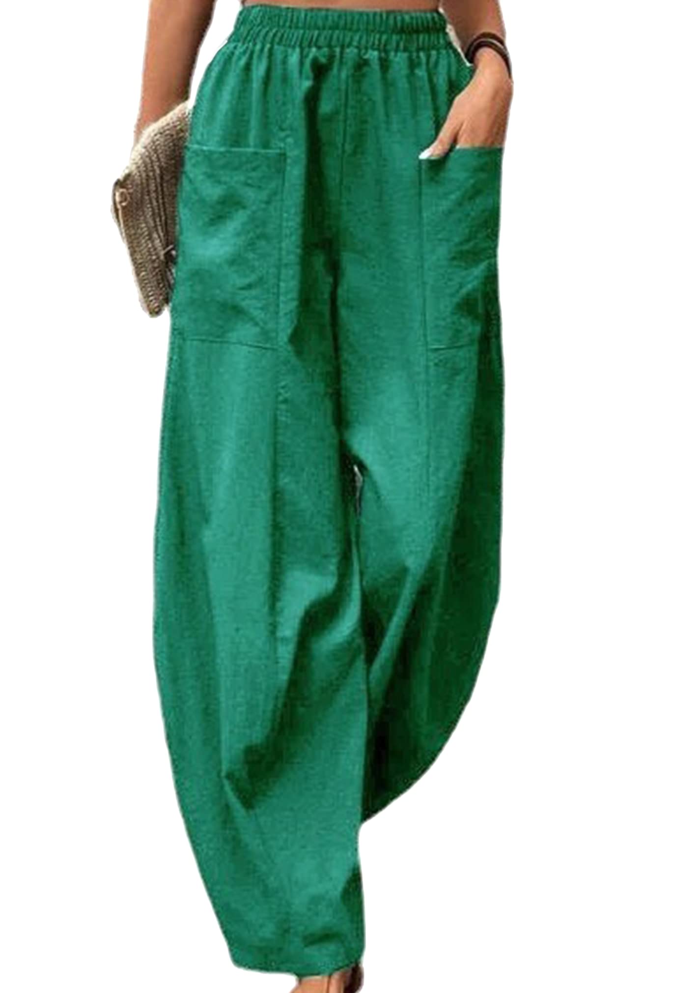 BOFETA Women High Waist Casual Wide Leg Long Palazzo Pants Trousers with Regular Size