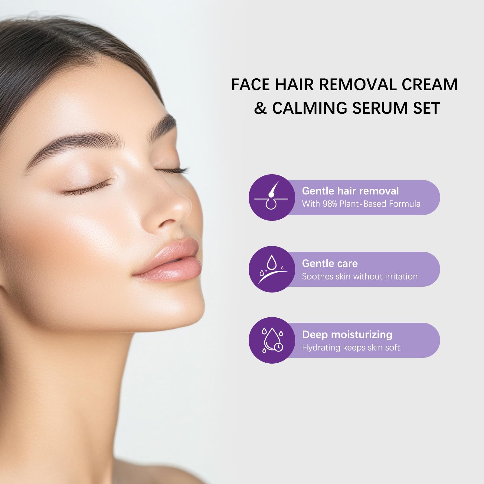 Medicpure Facial Hair Removal,Medicpure Facial Hair Removal Cream with Calming Serum,Gentle & Effective Hair remover Cream,Lasting Smooth Skin,Suitable for All Skin Types (1)