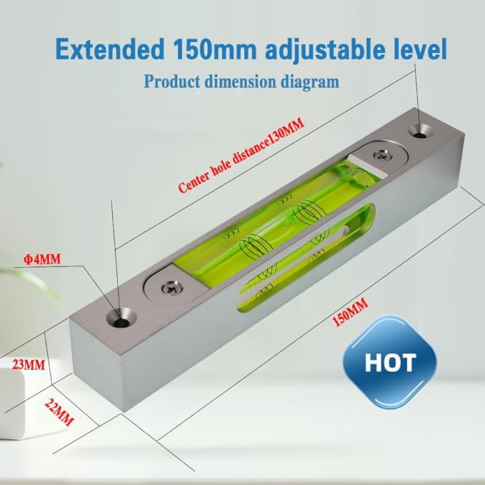 Nivel de burbujas magnético luminoso de aluminio, 150 mm miniatura 2