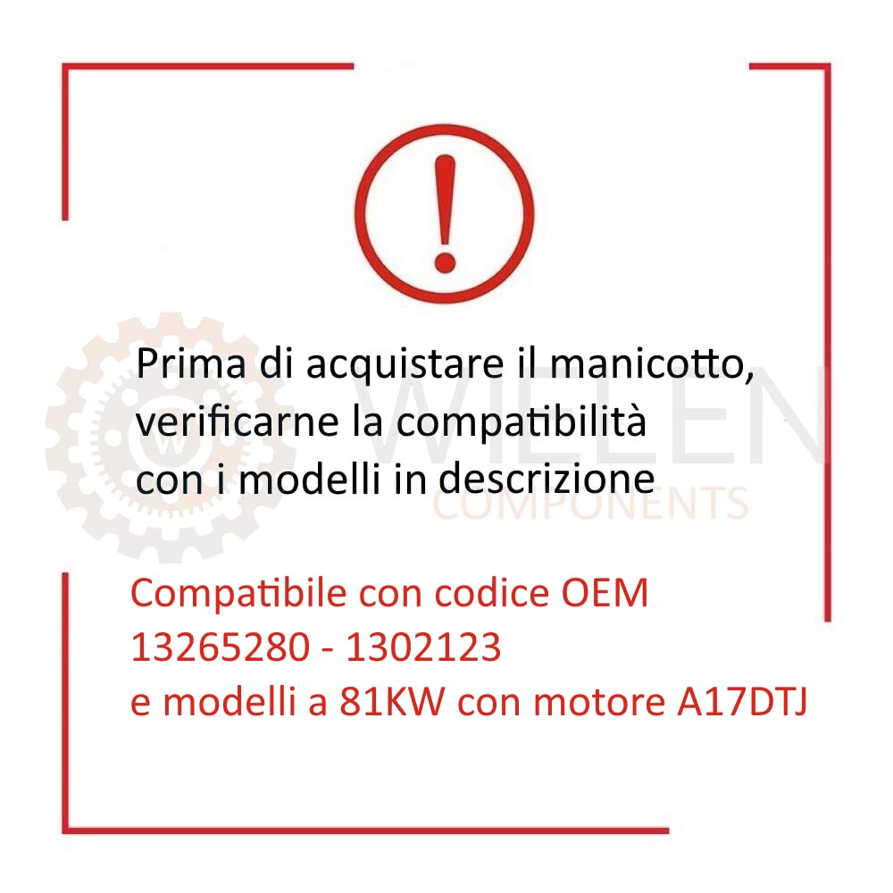WIELEN COMPATIBLE CON MANICOTTO INTERCOOLER TUBO TURBO AIRE OPEL ASTRA J 1.7 CDTI 13265280 1302123