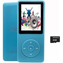 64GB MP3 Player for Kids, Portable Music Player with Earphone Speaker, Support Photo/Video Playback/Voice Recorder/E-Book Reader, Light Blue, Supports up to 128GB