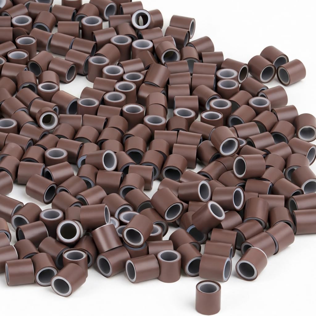 Prolinks - 500 Pezzi Di Micro Anelli In Rame Rivestiti In Silicone Premium Per Extension I-Tip (Marrone Scuro - 3,4 Mm)-image