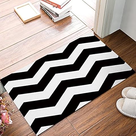KCOUU Geometric Doormat, Black White Chevron Pattern Indoor/Outdoor Non-slip Rubber Welcome Mats Floor Rug for Bathroom/Front Entryway 16X24 Cover