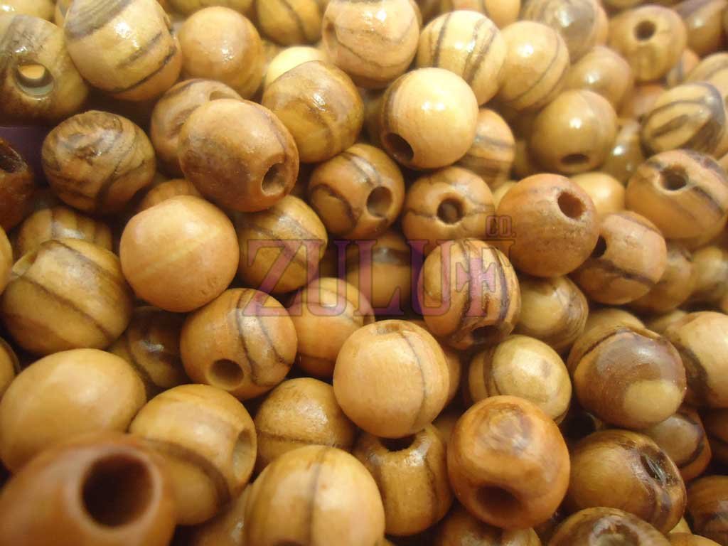 Zuluf Holyland Natural Olivewood round beads 7mm ROSARY beads NAZARETH (60 Beads)
