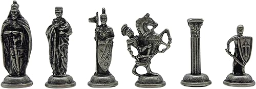 Miniatura 6 de Juego de ajedrez de madera con almacenamiento, tablero de ajedrez hecho a mano y piezas de ajedrez de metal de figura británica, juego de ajedrez