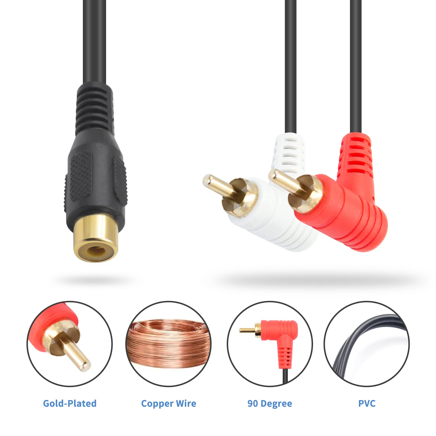 Cavo Audio 12 Piedi Cavo Audio Stereo Da 3.5mm A 2 RCA - Lunghezza 12 Piedi (Circa 3.6m), Marca Steren Cavo Audio 12 Piedi Steren - Foto 3