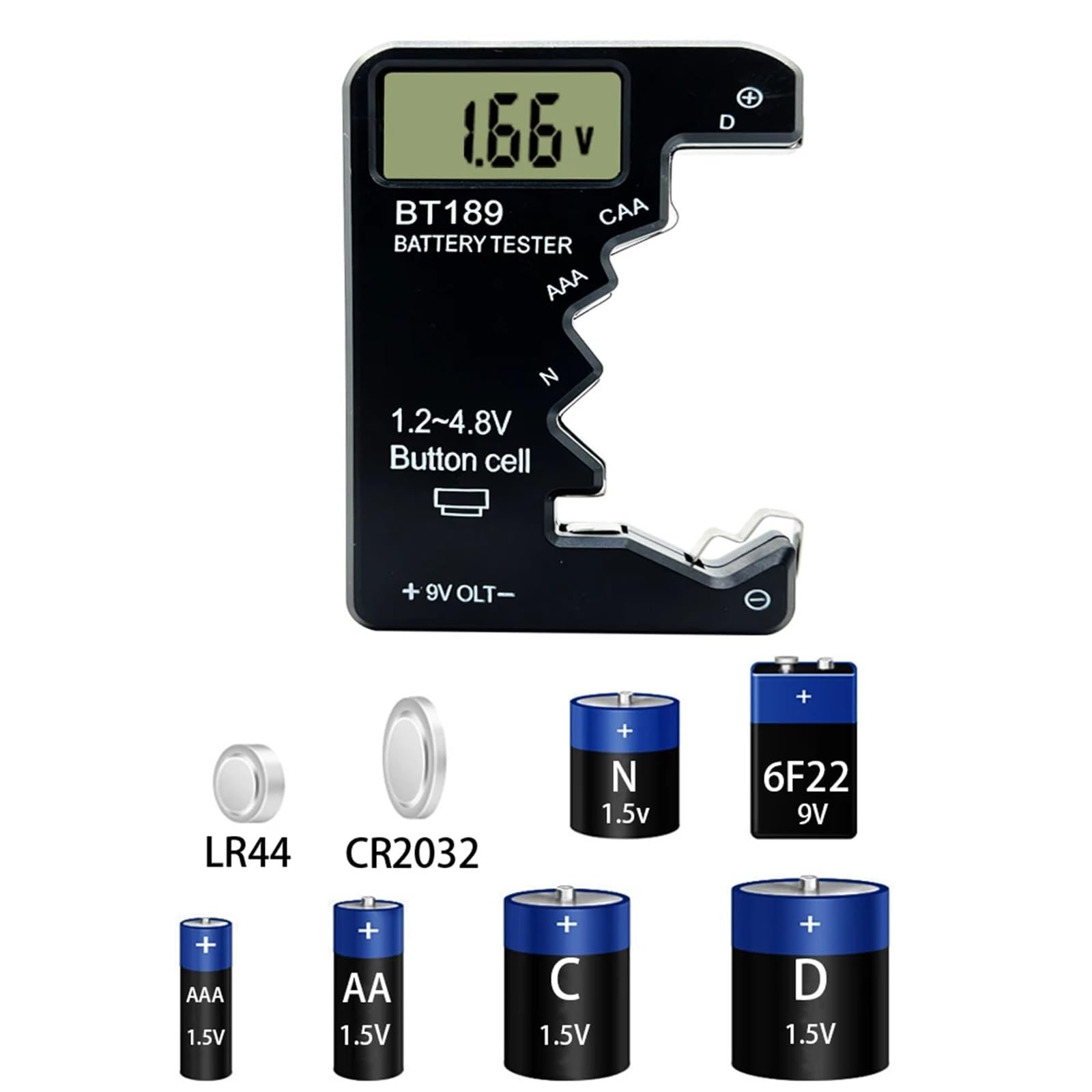6-częściowy tester pojemności akumulatora BT-189 AA/AAA/C/D/9V/1,5 V, uniwersalny wyświetlacz BT189 (pomarańczowy)