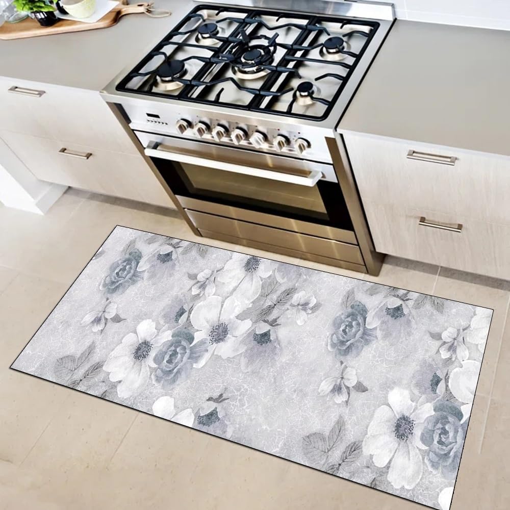 Alfombra de pasillo lavable para evitar resbalones en la cocina gris de 100x250cm