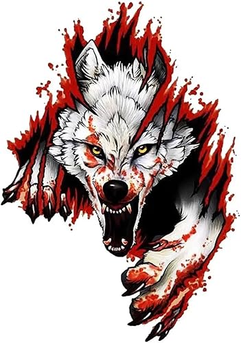 Wolf Head Sticker Auto Body Labels Decals Fun Waterproof PVC Window Decor Car Exterior Decoration for RV Motorcycle Minivan SUV Suitable for Cars,