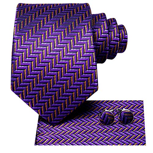 Image of Hi-Tie Mens 70inches Tie Set Extra Long Necktie for Men Cufflinks Handkerchief Big Tall Men Business Wedding