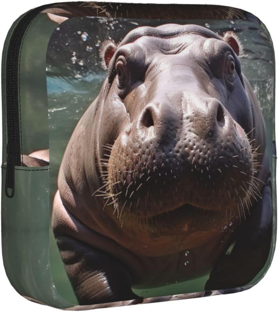 Women Period Bag Pouch For Girls Sanitary Napkin Storage Bag Portable Diving Hippo Period Pad Pouch Small Make Up Bags Tampon Holder For Purse Travel Daily Use