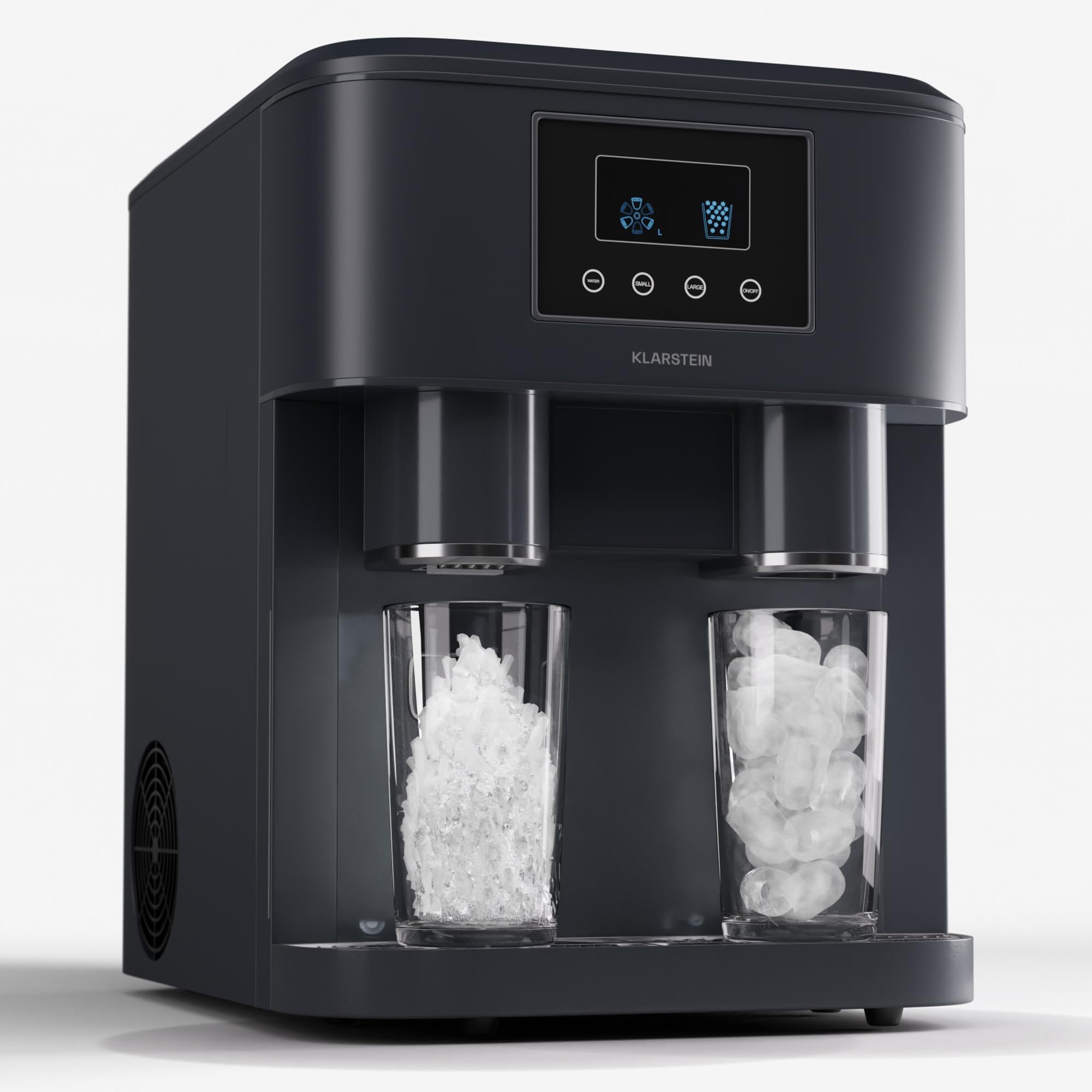 Klarstein 1.8L Small Ice Maker Machine, Counter Top Ice Machine For Home and Kitchen, Fast Operation, 15 kg of Crushed and Bullet Ice, Touch Controls, Easy To Clean Countertop Ice Cube Maker Machine