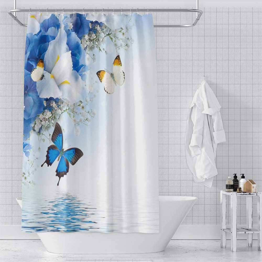 EOBTAIN Zen Water Lily Shower Curtain - 72x72 Inch Nature Landscape Bathroom Curtain With 12 Hooks - View #7