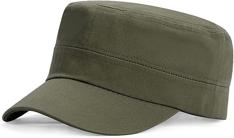 Gorra Militar Clásica Unisex con Parte Superior Plana, Gorra Lisa, Gorras Deportivas Militares de Moda Ajustables, Gorra de Cadete, Sombreros Transpirables para Exteriores