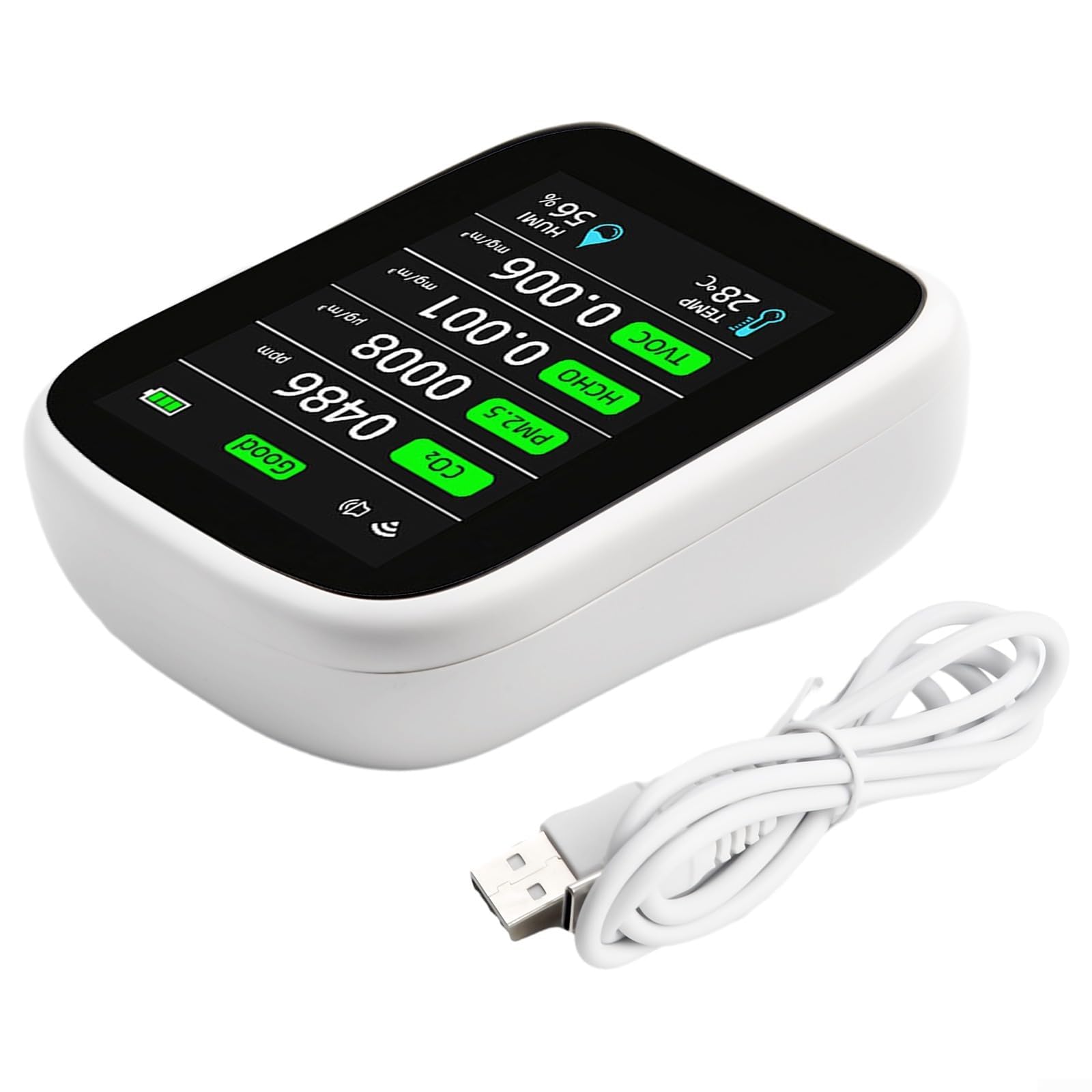 Misuratore di qualità dell'aria interna, per Tuya Smart WiFi Air Quality Monitor, Compatibile con per Tuya App, Contatore d'aria interno WiFi, Rilevatore sensore NDIR PM2 5, PM10