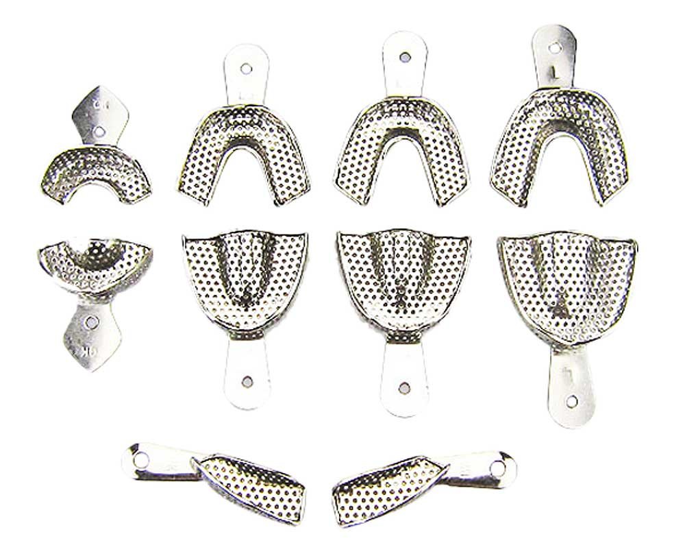 10pcs Impression Trays,Dental Full Stainless Steel Impression Trays