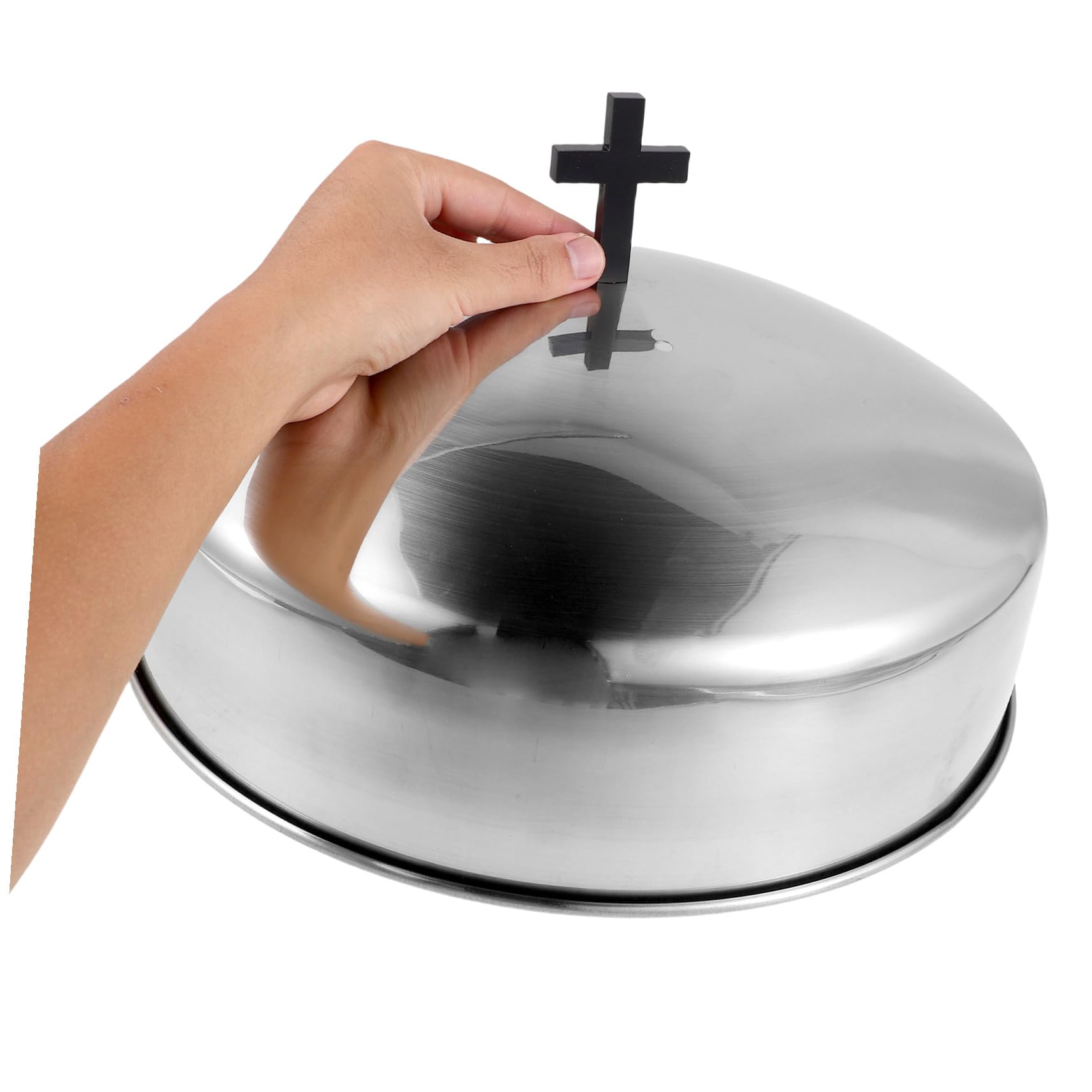 Cabilock Stalowy Okrągły Pokrywka Tacę Komunijną Pokrywka Chleb i Kielichy Zastępcza Do Naczyń Liturgicznych dla Kościołów i Ceremonii Religijnych