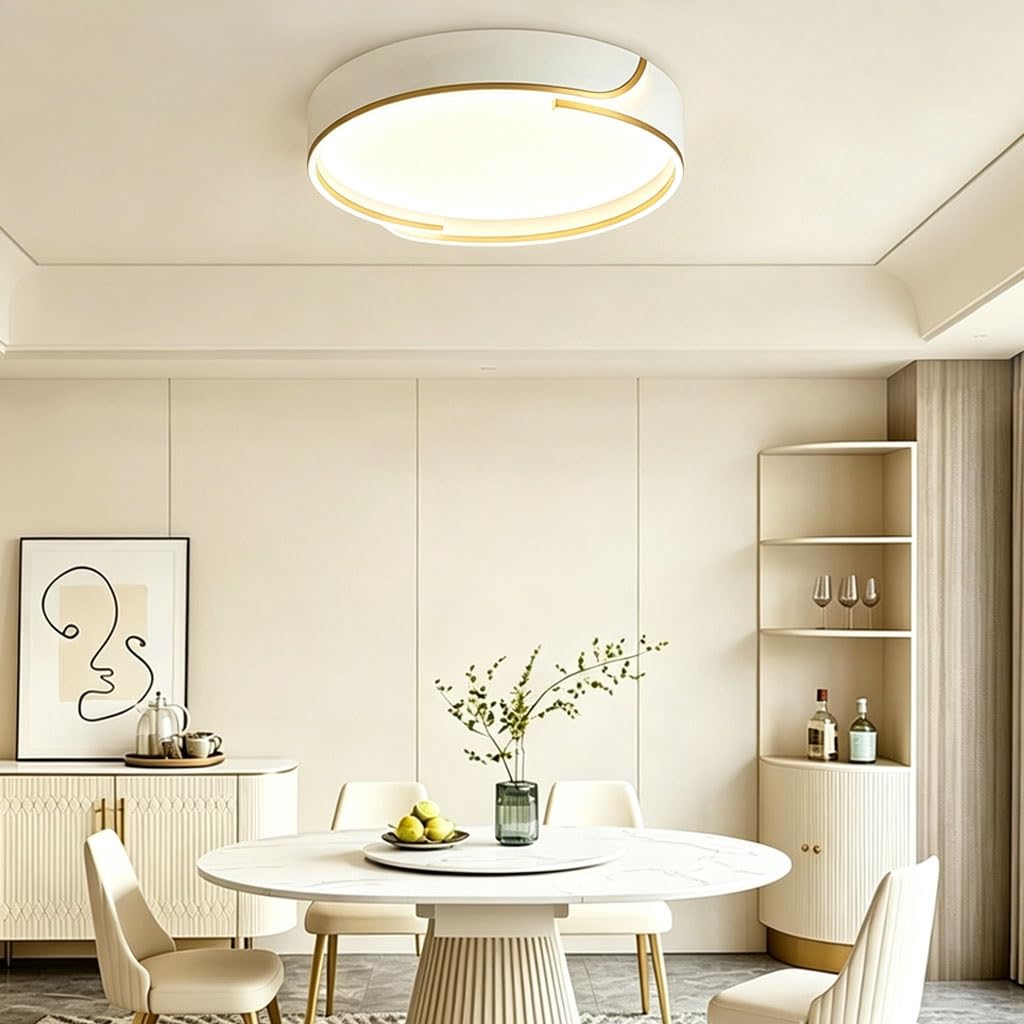 Nowoczesny LED Plafon 50 Cm Bezstopniowe Ściemnianie 3000K–6000K Temp Barwowa Lampa Sufitowa Salonowa Oprawa Sufitowa Skandynawska Do Jadalni Gabinetu Przedpokoju Pokoju Dziecięcego(Round)