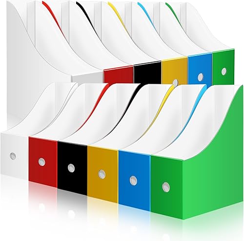 Vooric 12 soportes para archivos de revistas con etiquetas adhesivas, cartón, revisteros plegables, caja de almacenamiento de revistas, organizador