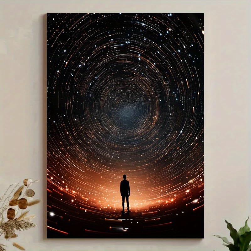 Toile ciel étoilé élégante de 60x80 cm avec cadre pour salon moderne