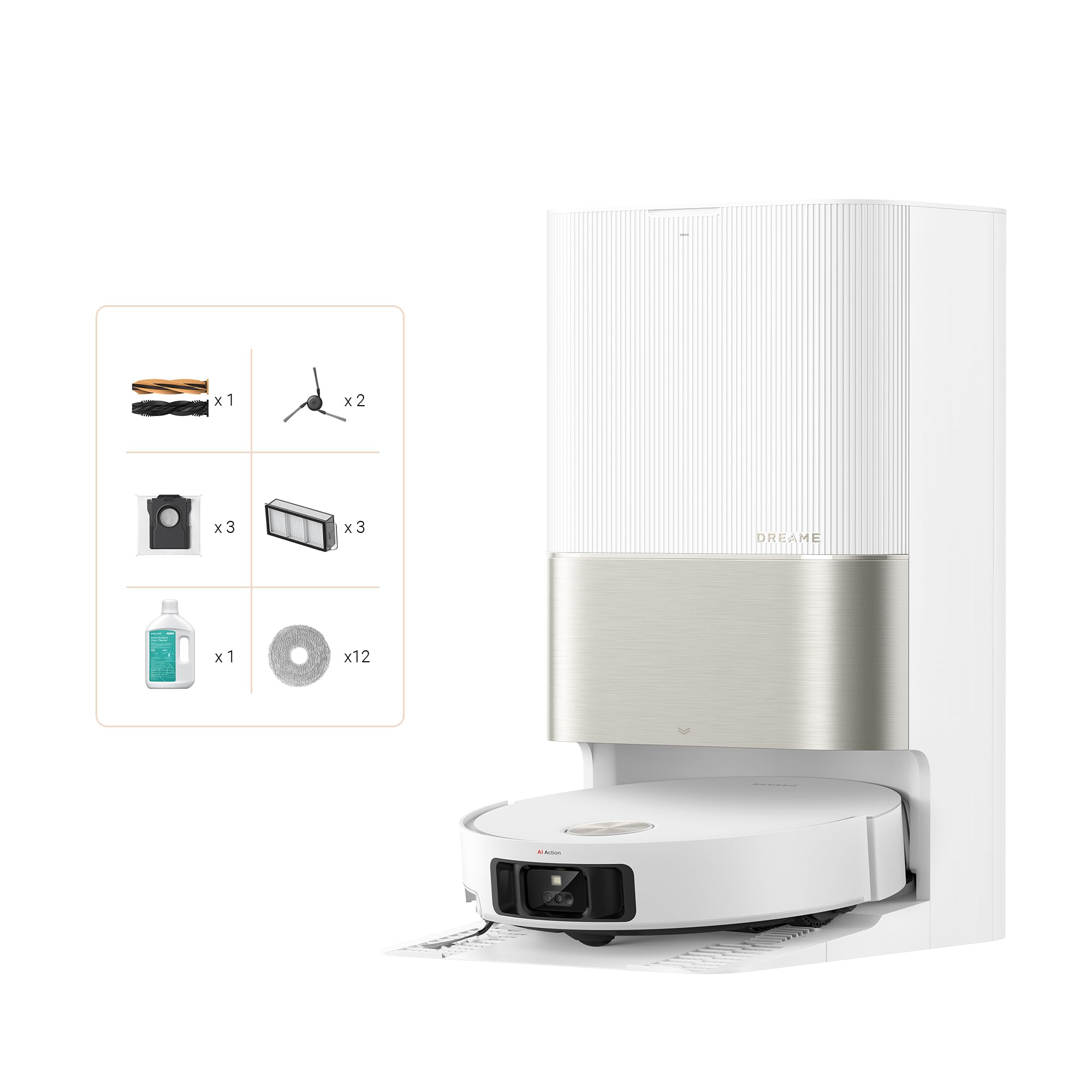 dreame X50 Ultra Complete Saugroboter mit Wischfunktion,20.000Pa Saugkraft,6 cm Hindernisfreiheit, mit Wischfunktion&Hebarem Wischmopp,KI-Hindernisvermeidung und 360° Navigation