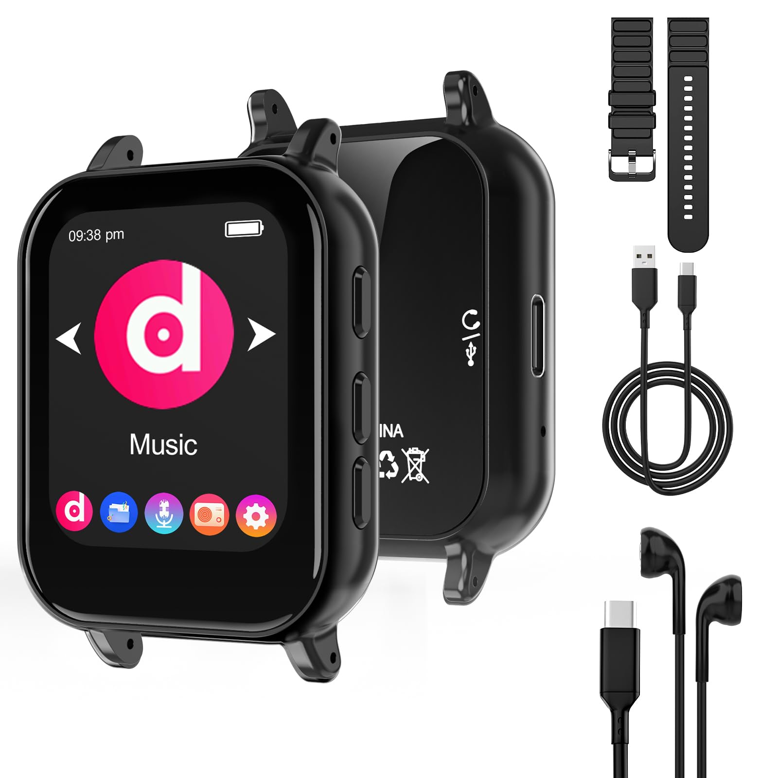 MP3 Player with Bluetooth 5 0 32GB Touchscreen Music Player with Detachable Strap Built-in Speaker Wired Earphones 1