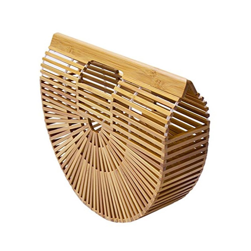 Bambustaschen für Frauen Handgemachte Bambus Frauen Handtasche Holz Geldbörse Strand Bambus Tasche Reise Tragetasche Stroh Strand Geldbörse