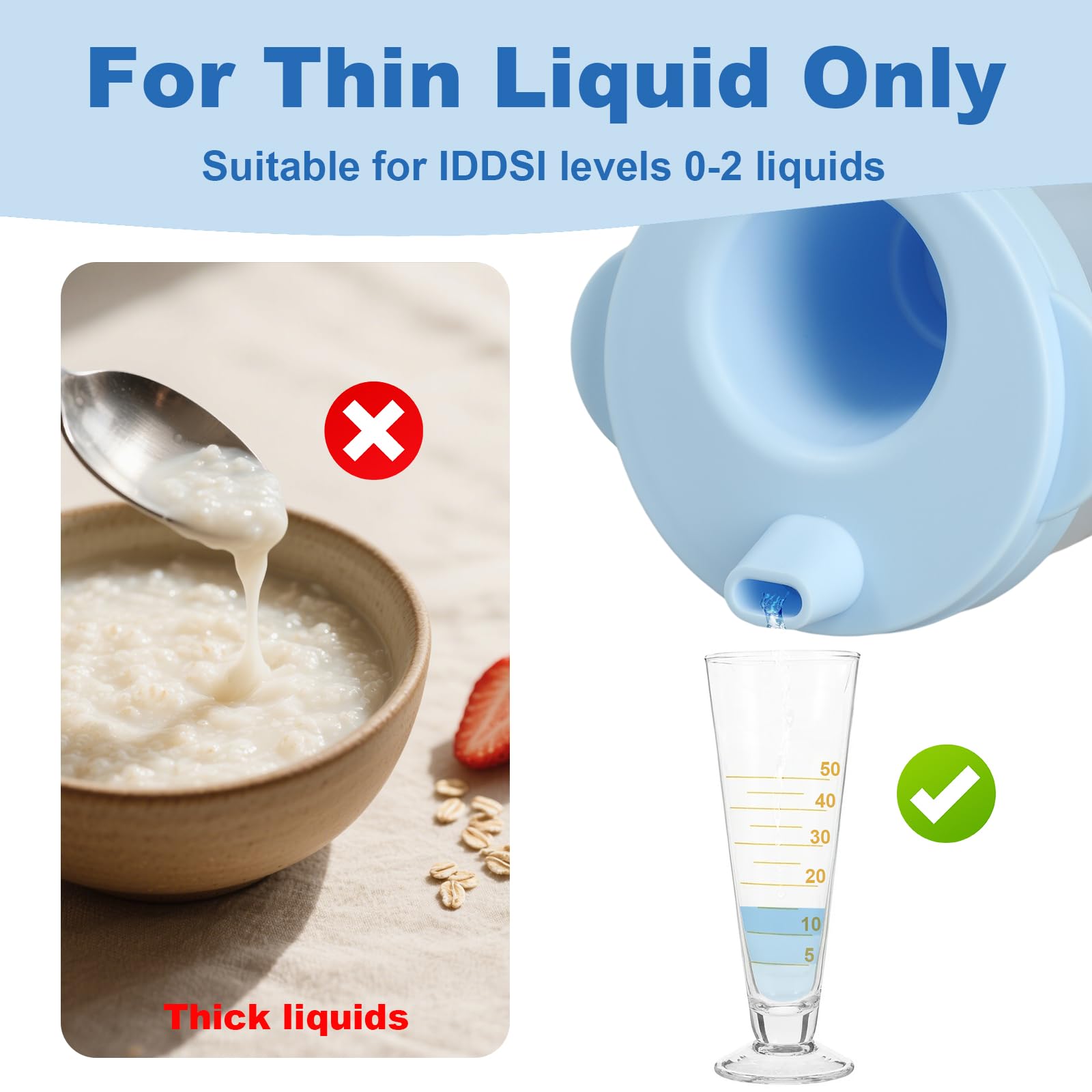 Tazza per disfagia per adulti, 5 cc/10 cc/15 cc, a prova di fuoriuscite, per anziani