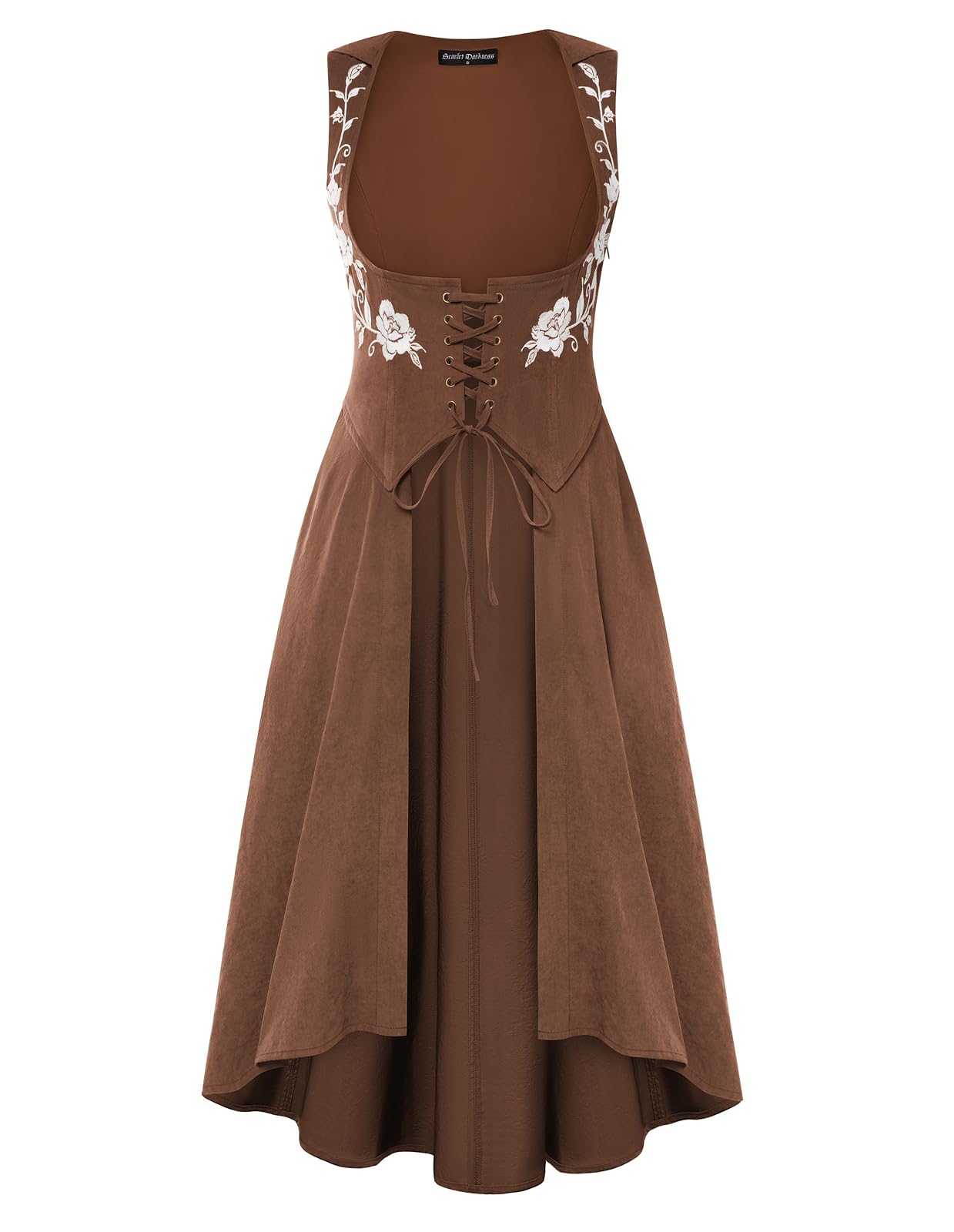 Scarlet Darkness Renaissance Hood Dress for Women Medieval Costume Underbust Pirate Dresses with Pockets Brown Orange S โ image 1