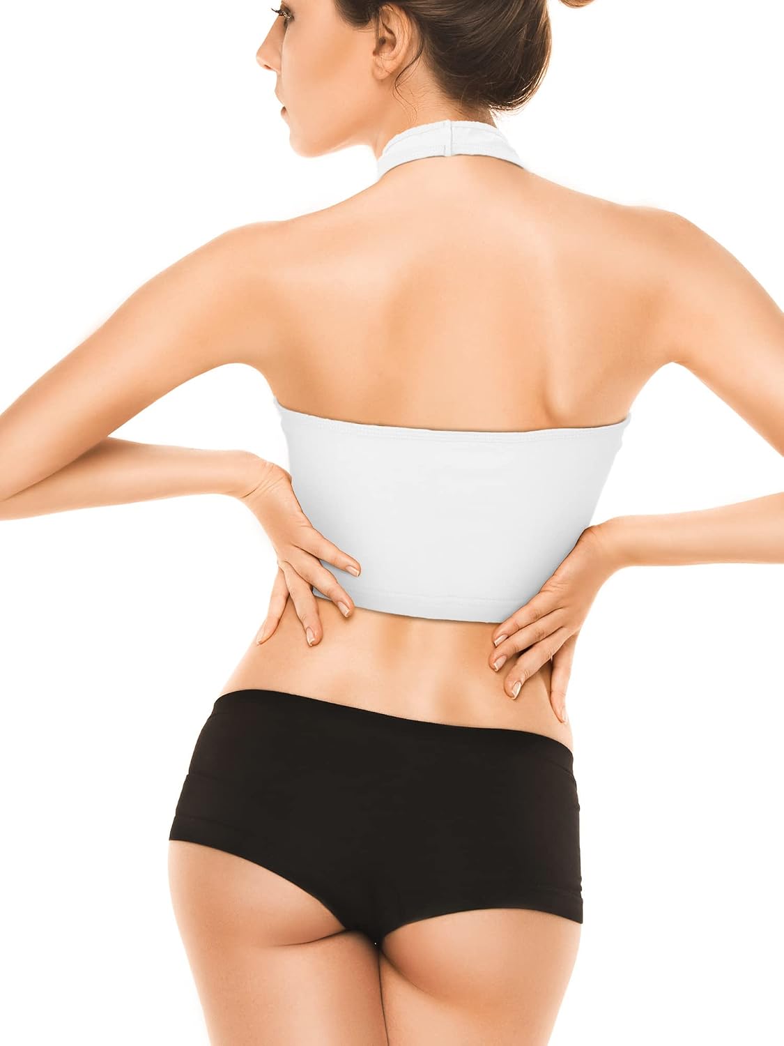 4 Pack Women Halter Tops V Neck Crop Halterneck Tank Backless Tie Back Crop Top Deep V Neck Vest