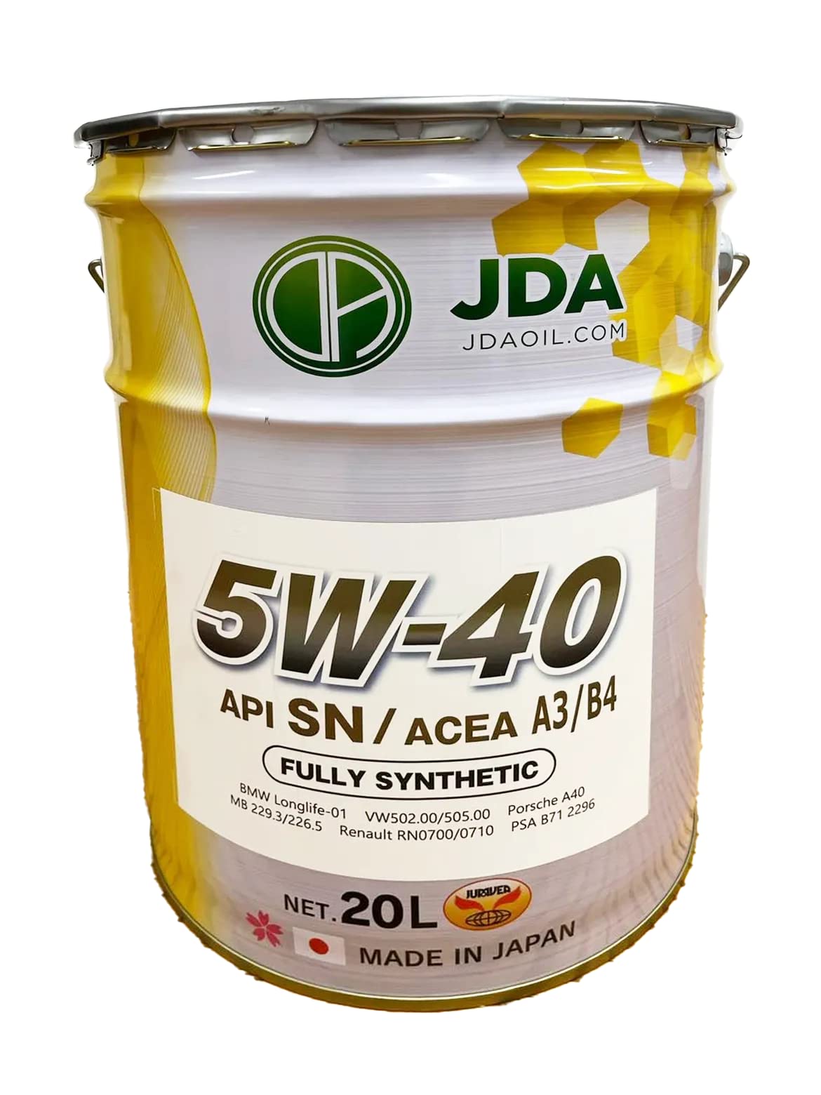 ACEA A3/B4 エンジンオイル 5W-40 100%化学合成油 Amazon | JDA ユーロ エンジンオイル 5W-40 SN / A3/B4 20L 全合成基油