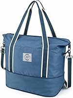 WALNEW Waterproof Travel Duffel Bag - Foldable Weekender Carry-On Gym Bag with Wet Compartment & Detachable Strap (Peacock Blue)