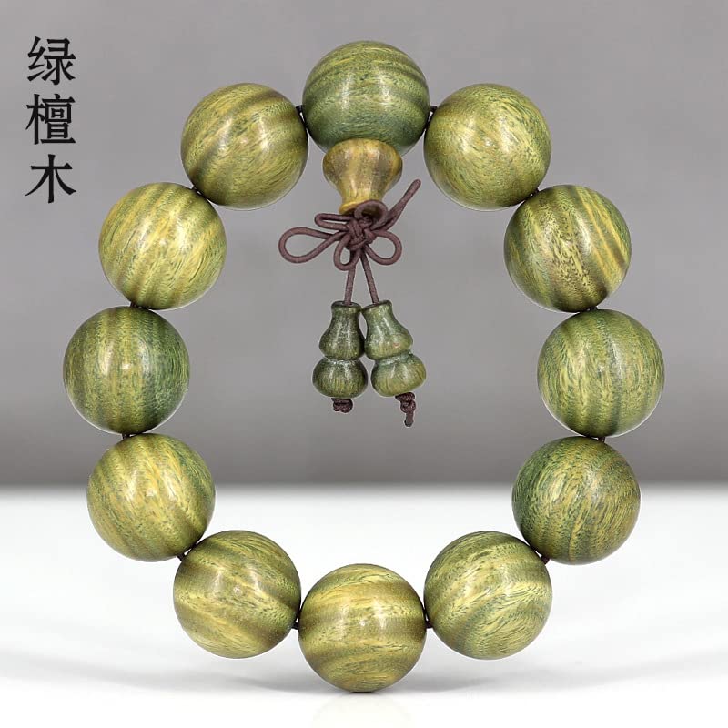 Bracciale in Legno di Sandalo Verde con Perle di Buddha绿檀木手串佛珠108手串顺纹小孔男女清香手饰(精选小孔绿檀6MM*108颗)