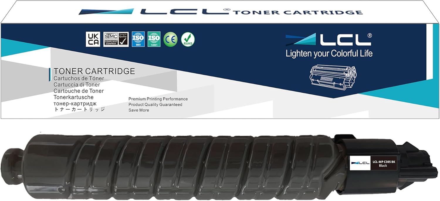 LCL Compatible Toner Cartridge Replacement for Ricoh MP C305 MP C305SP MP C305SPF 841621 Aficio MP C305 MP C305SP MP C305SPF Lanier MP C305 MP C305SP MP C305SPF Savin MP C305 MP C305SP (1-Pack Black)
