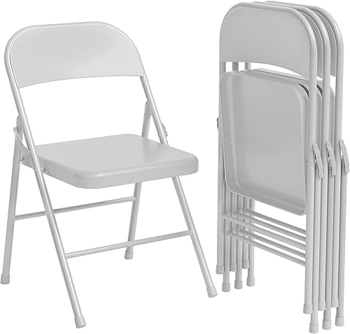 Miniatura 1 de Juego de 4 sillas plegables, asiento comercial portátil y apilable con marco de metal, sillas plegables resistentes para oficina, boda, fiesta,