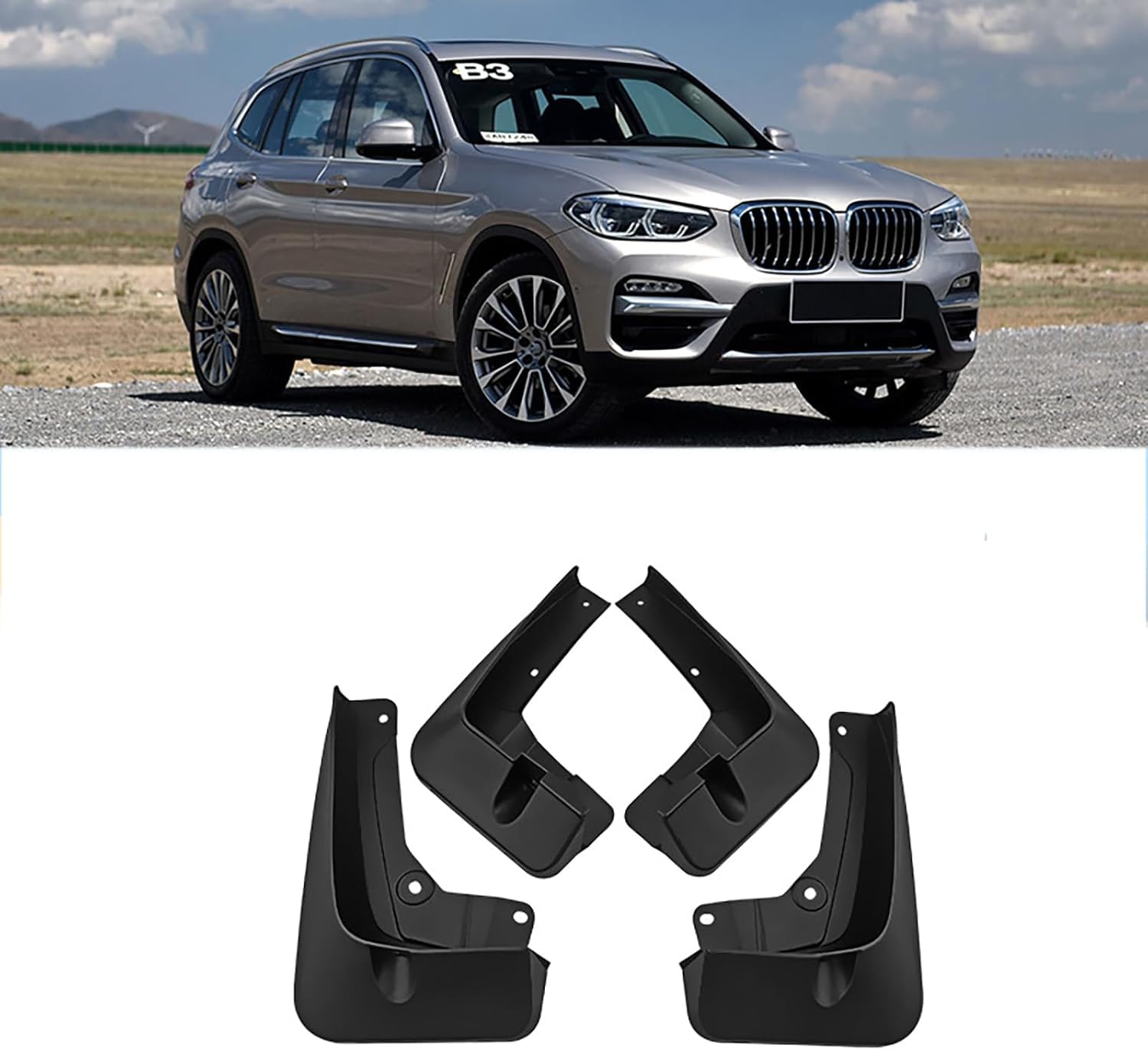 FengXH No-Drill Mudflaps for BMW X3 2018-2022, Bolt-On Kit, Road Legal