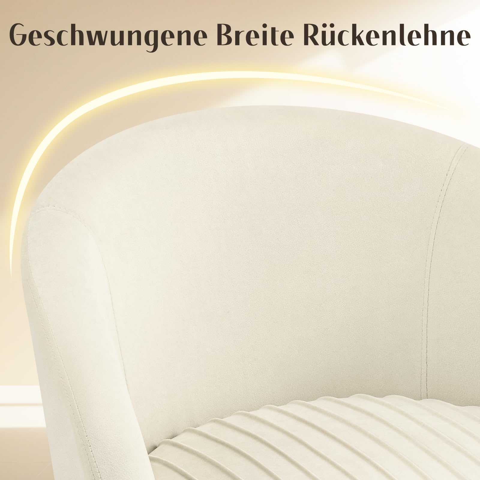 Hellove Schminktisch Stuhl aus Samt, Schminkstuhl Modern Polsterstuhl mit Metallbeinen, Relaxsessel, Vanity Sessel, Elegant Loungesessel, Armlehnstuhl für Schlafzimmer & Wohnzimmer, Beige