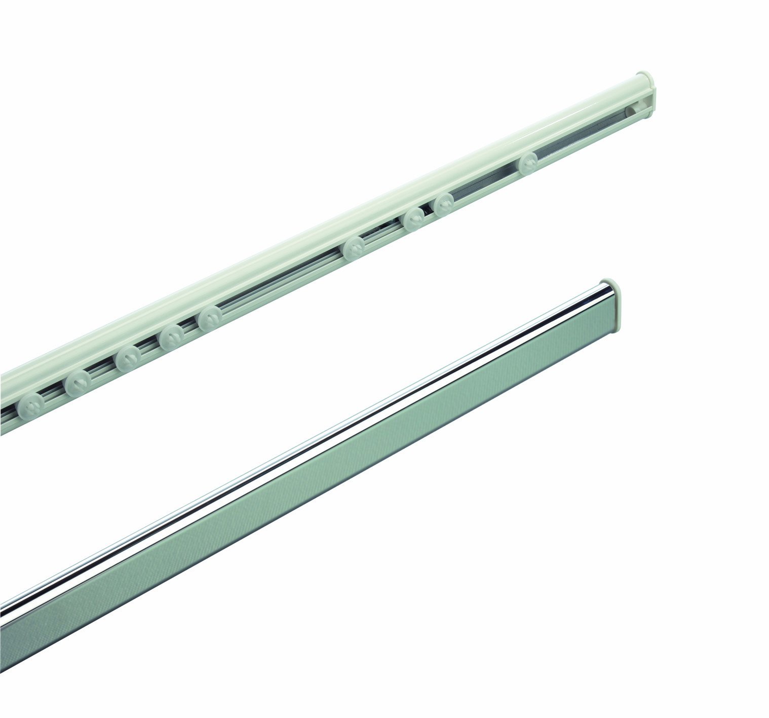 Spirella, Barra per Tenda Doccia o Vasca Estensibile Senza forare in Alluminio, Modello Surprise, Adatta a Tutte Le Tende, Guide Incluse, 125-210cm, Bianco