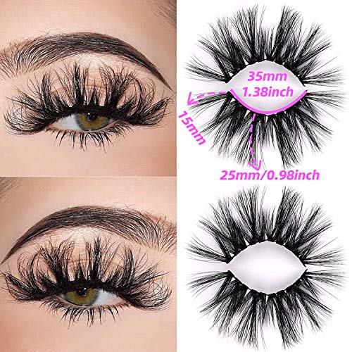 25Mm Dramatic Mink Eyelashes 3D Fluffy Dramatic Long Lashes Full High Volume Crossed Fake Lashes Pack Soft Reusable 7 Pairs False Eyelashes By Heyalice #TOP1