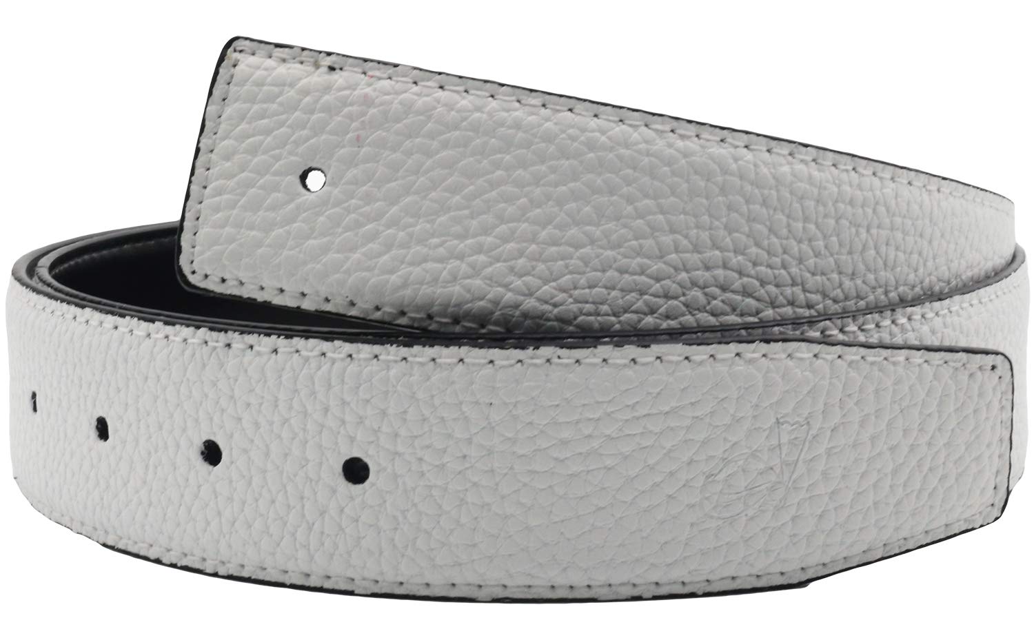 Qha Men's White Leather Belts Genuine Replacet Belt Strap Without Buckle For Jeans 38Mm Wide Q06 30"-34"