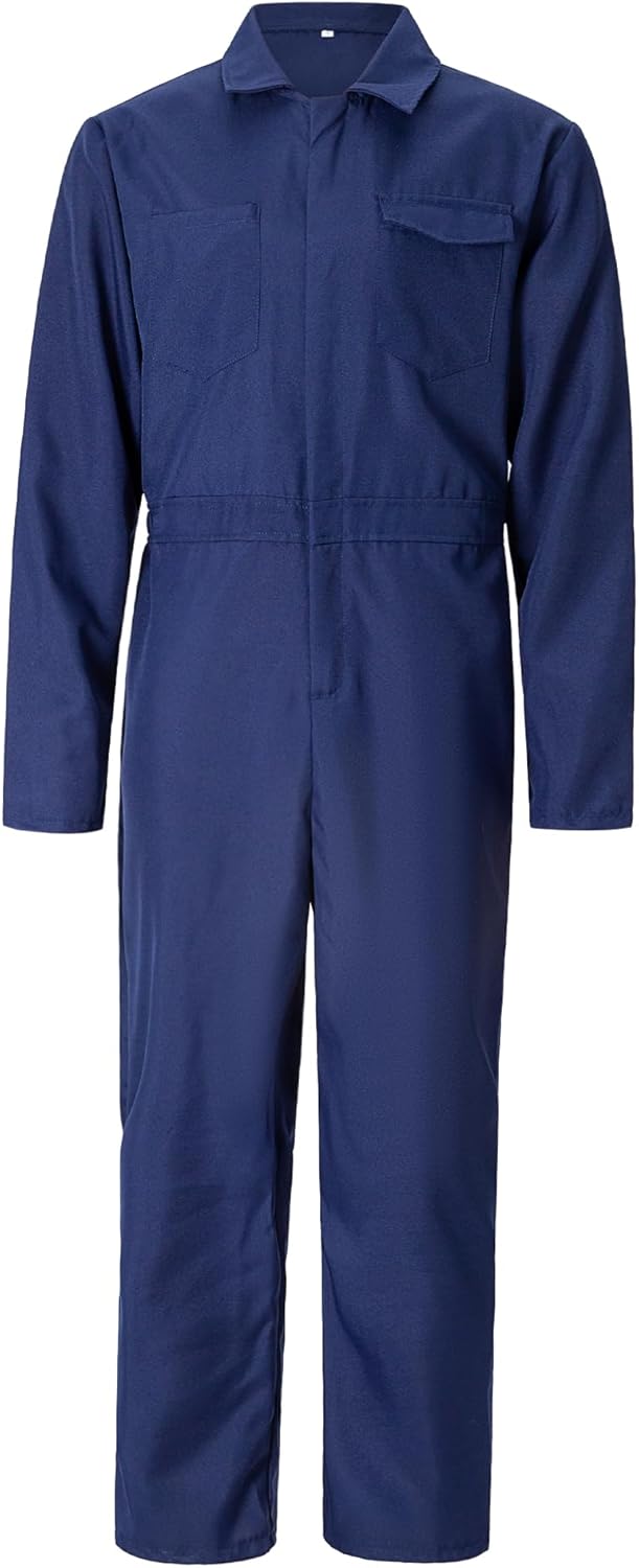 imishm halloween cosplay costume for men halloween kller costume navy blue coveralls jumpsuit with mask toy knife set large