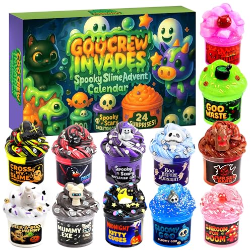 Funewest Slime Advent Calendar for Teen Girls, 24 Days Christmas Countdown with Cute Slime Kit, Xmas Stocking Stuffer for Kids Boys Toddlers