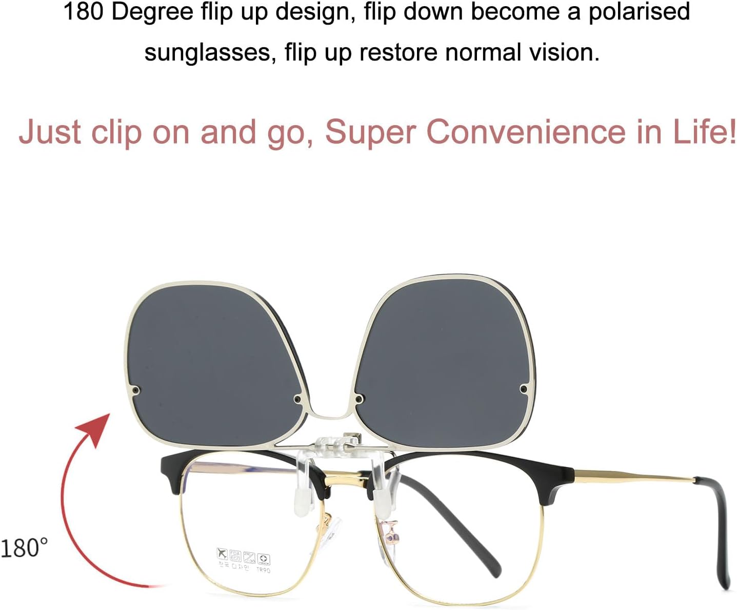 Long Keeper Clip-On Polarized Flip-Up Sunglasses for Women & Men - Driving & Fishing Sunglasses Over Glasses - Image 5