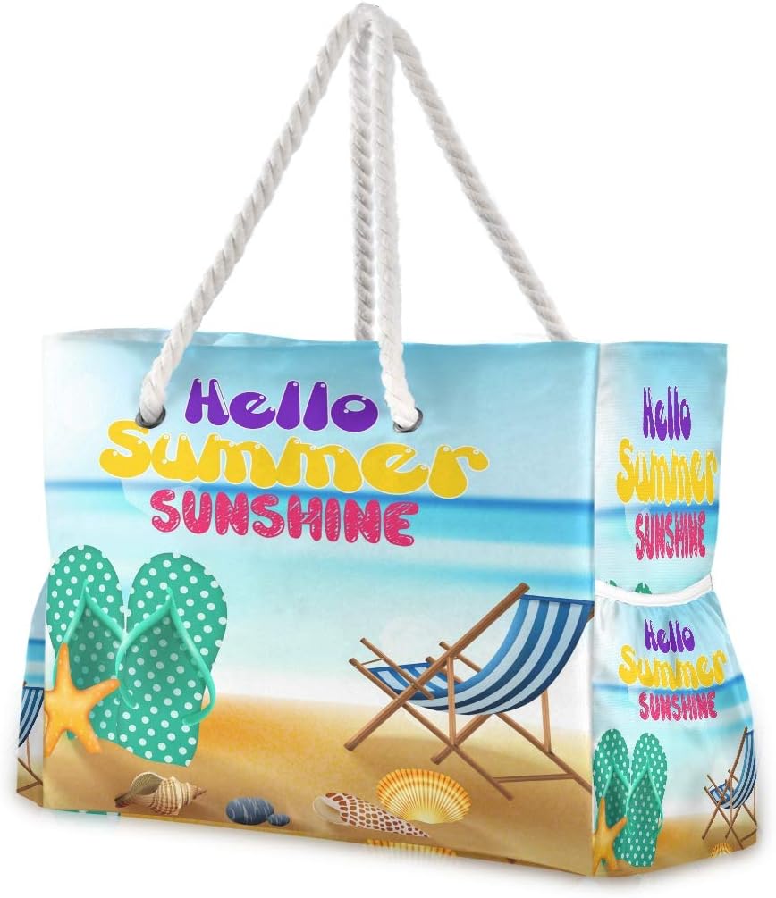 senya Large Beach Shoulder Bags Canvas Tote Water Resistant for Gym Travel Daily