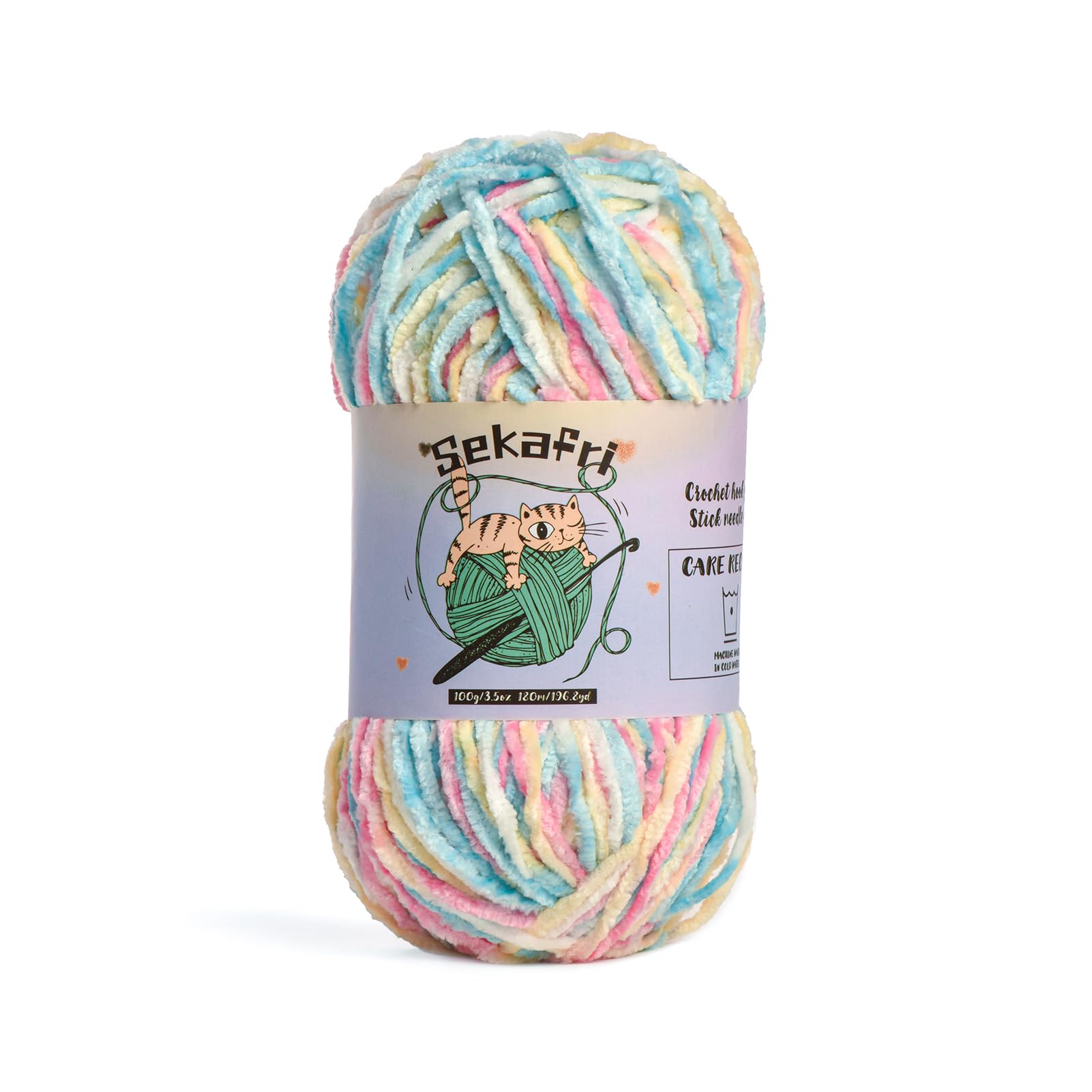 Fuzzy Chenille Yarn for Crocheting Amigurumi Yarn Candy Color