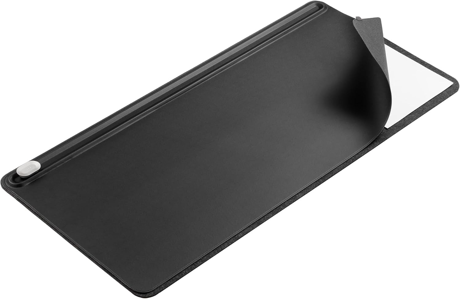 Orbitkey Desk Mat | Made from Premium Vegan Leather and Recycled PET Felt | Document Hideaway | Magnetic Cable Holder (Black, Large)